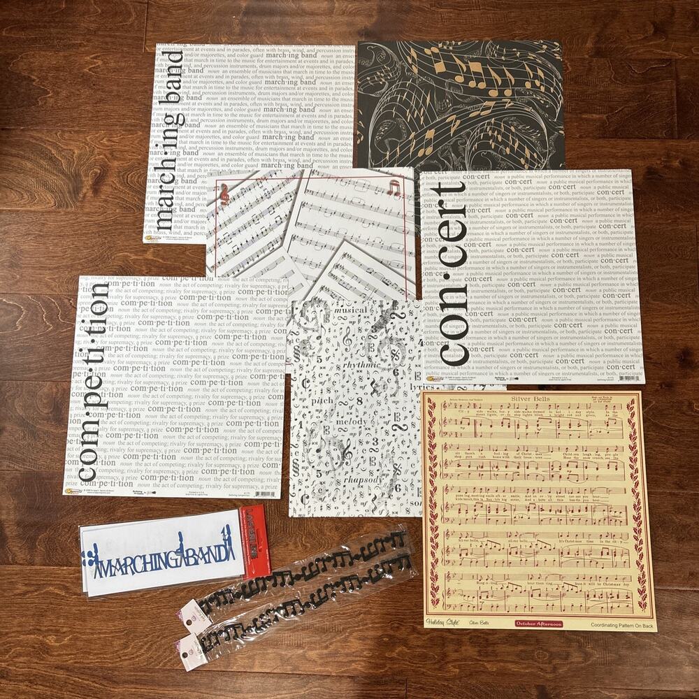 12X12 MUSICAL THEMED Scrapbook Paper Sheets Bundle! **READ**